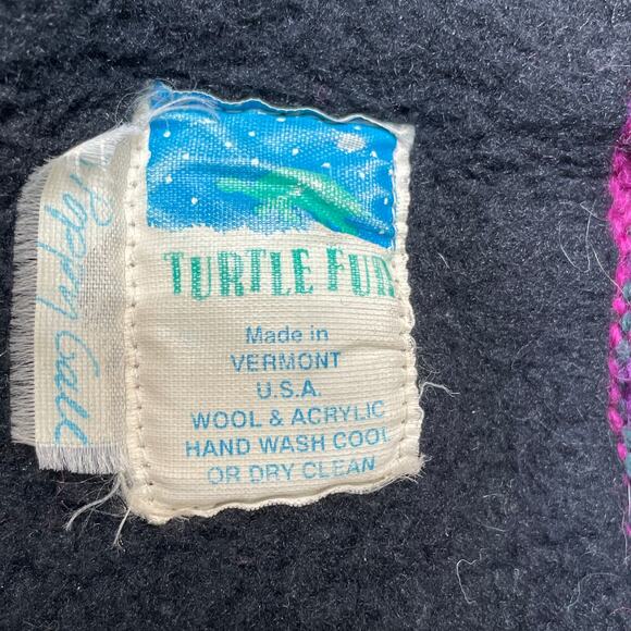 Vintage Turtle Fur Beanie Hat Made In Vermont Pink Fair Isle Chullo Earflap Wool main image 5